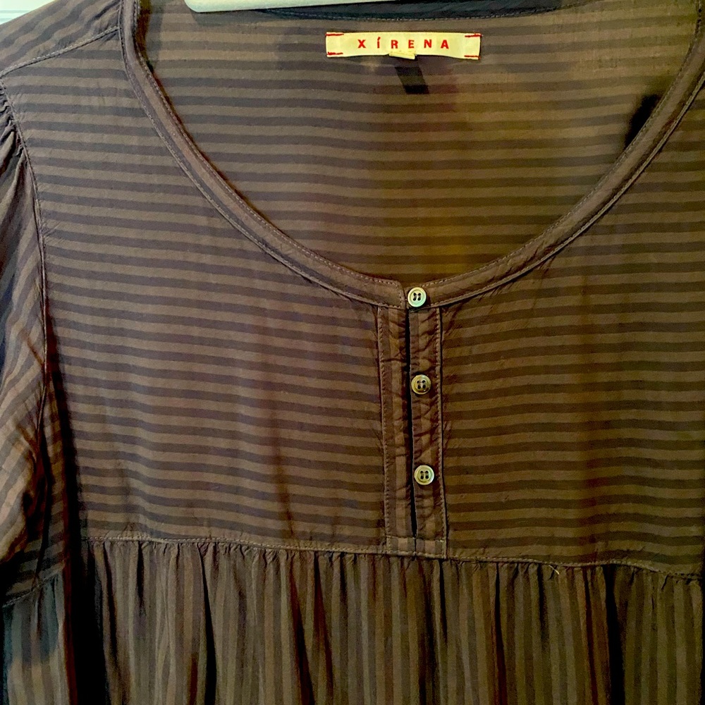 Xirena midi dress with pickets and drawstring. Stripes and nice fabric